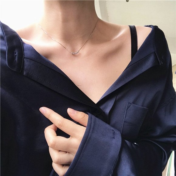 NEW 925 Sterling Silver Simple Bead Necklace - Picture 5 of 8